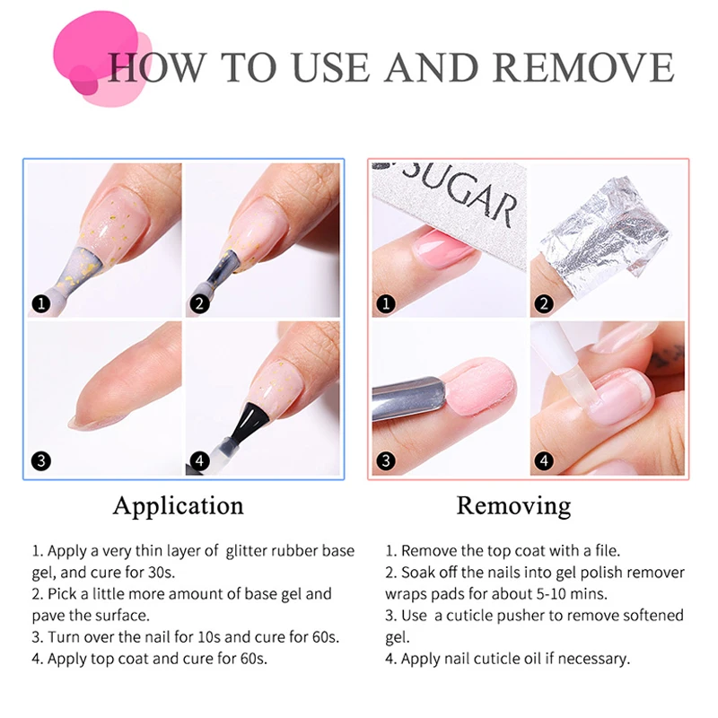 Ur açúcar 150g base de borracha gel unha polonês faísca aurora glitter verniz de borracha embeber fora semi permanente uv led gel manicure