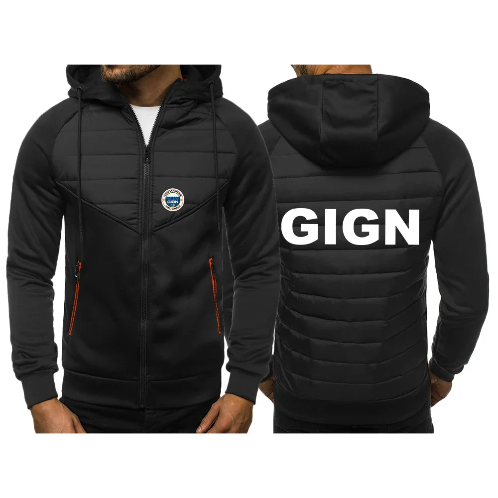 2024 New France Gendarmerie GIGN Men Printing Tricolor Hooded Jacket Spring and Autumn Casual Slim  Zipper Coat Long Sleeve Tops