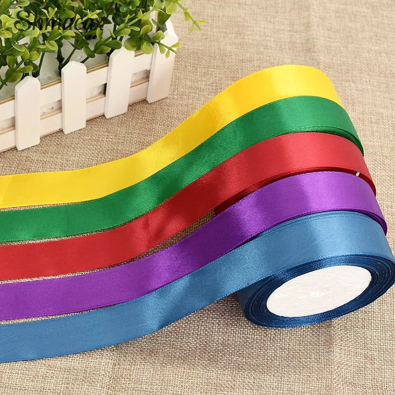 1 Inch X 125 Yards 5 Colors Satin Ribbon Rolls, Mixed Bright Dark Gorgeous Color Set Fabric Ribbon For Gift Wrapping Embellish