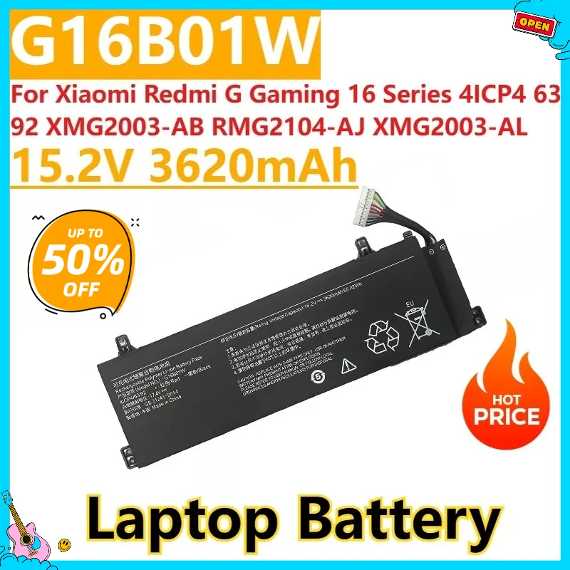

New G16B01W Laptop Battery 15.2V 3620mAh For Xiaomi Redmi G Gaming 16 Series 4ICP4 63 92 X​MG2003-AB RMG2104-AJ X​MG2003-AL
