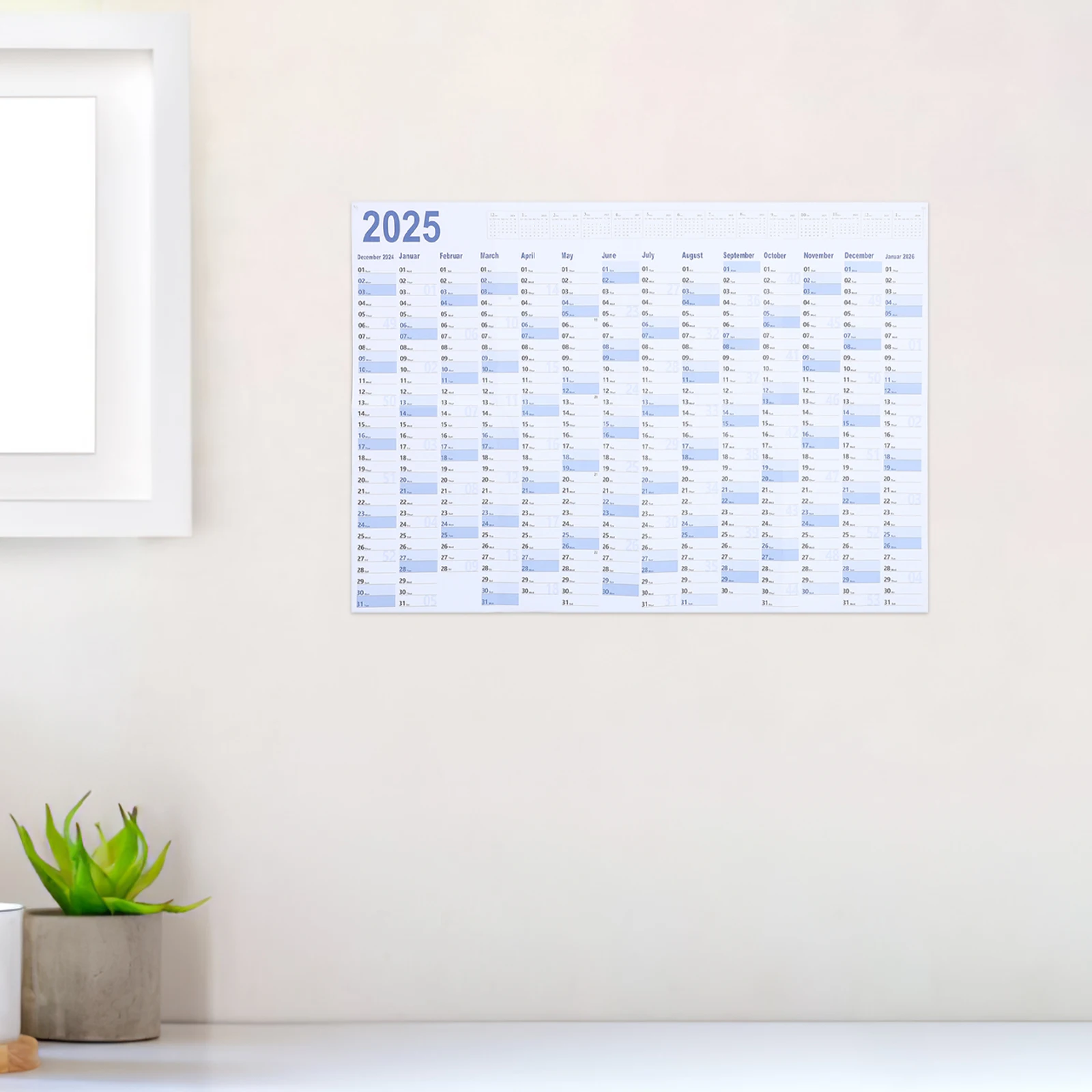 1pc 2025 Paper Wall Hanging Calendar Yearly Planner Sheet Memo Pad To Do List Agenda Schedule Organizer Check List Home Office