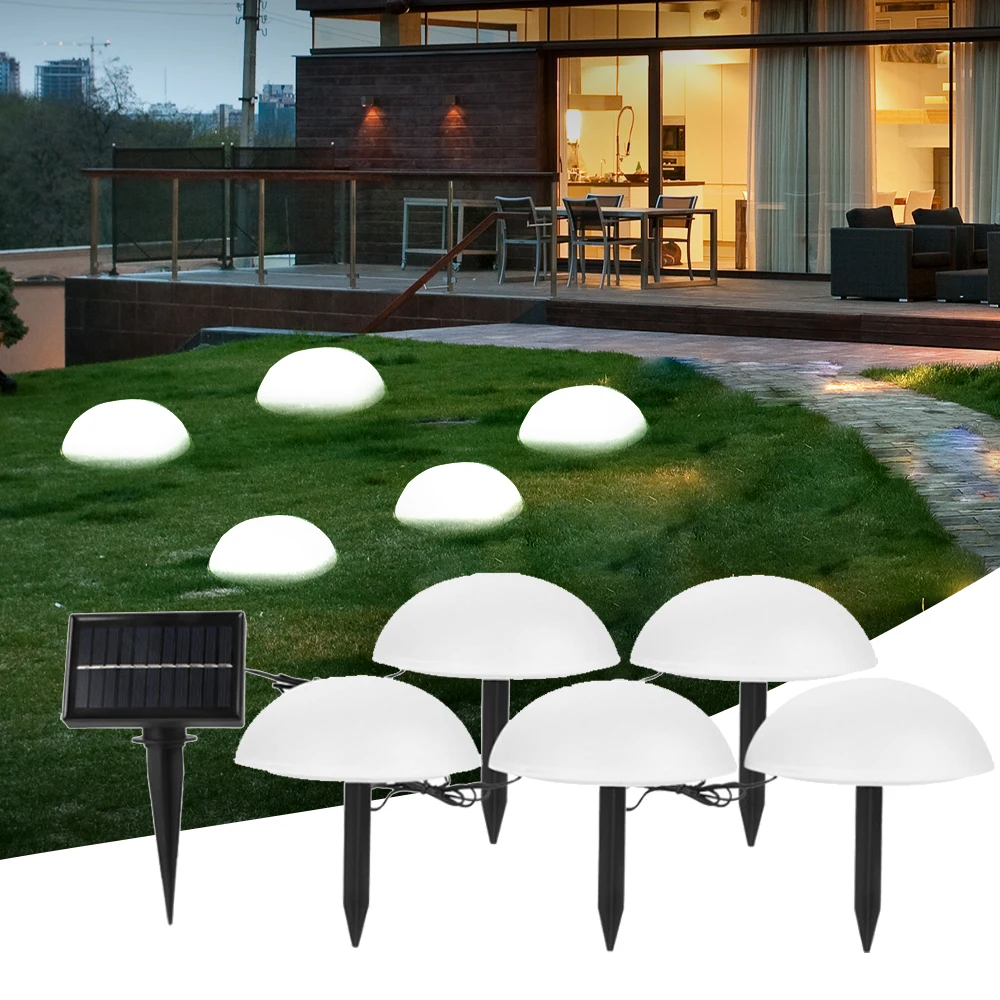 Bola em forma de luz solar, jardim gramado lâmpada, luzes solares LED, impermeável ao ar livre, caminho, paisagem global, 5 em 1