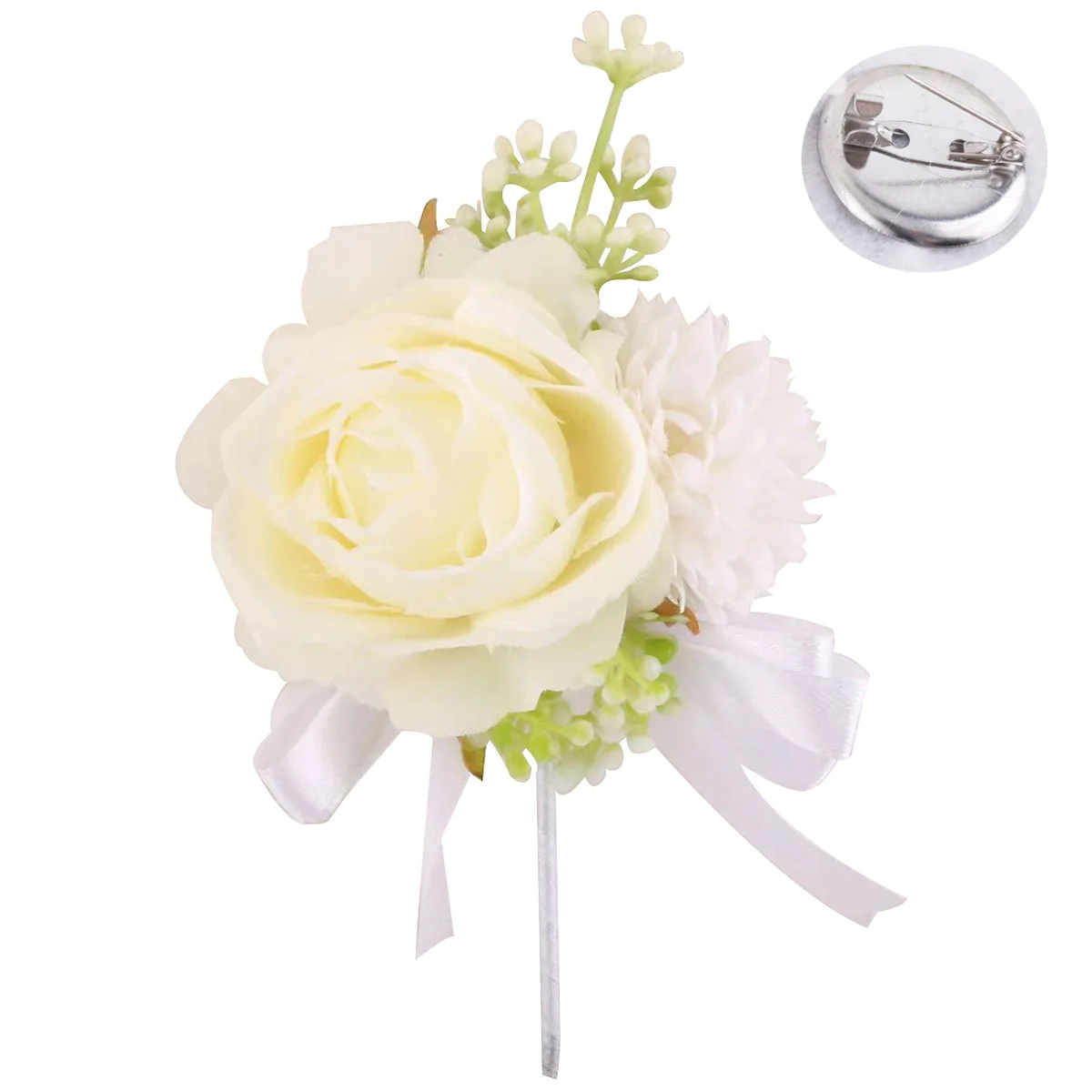 Casamento de pulso flor arco decoração simulação branco margarida leite rosa bud corsage e pulso flor pulseira para casamento