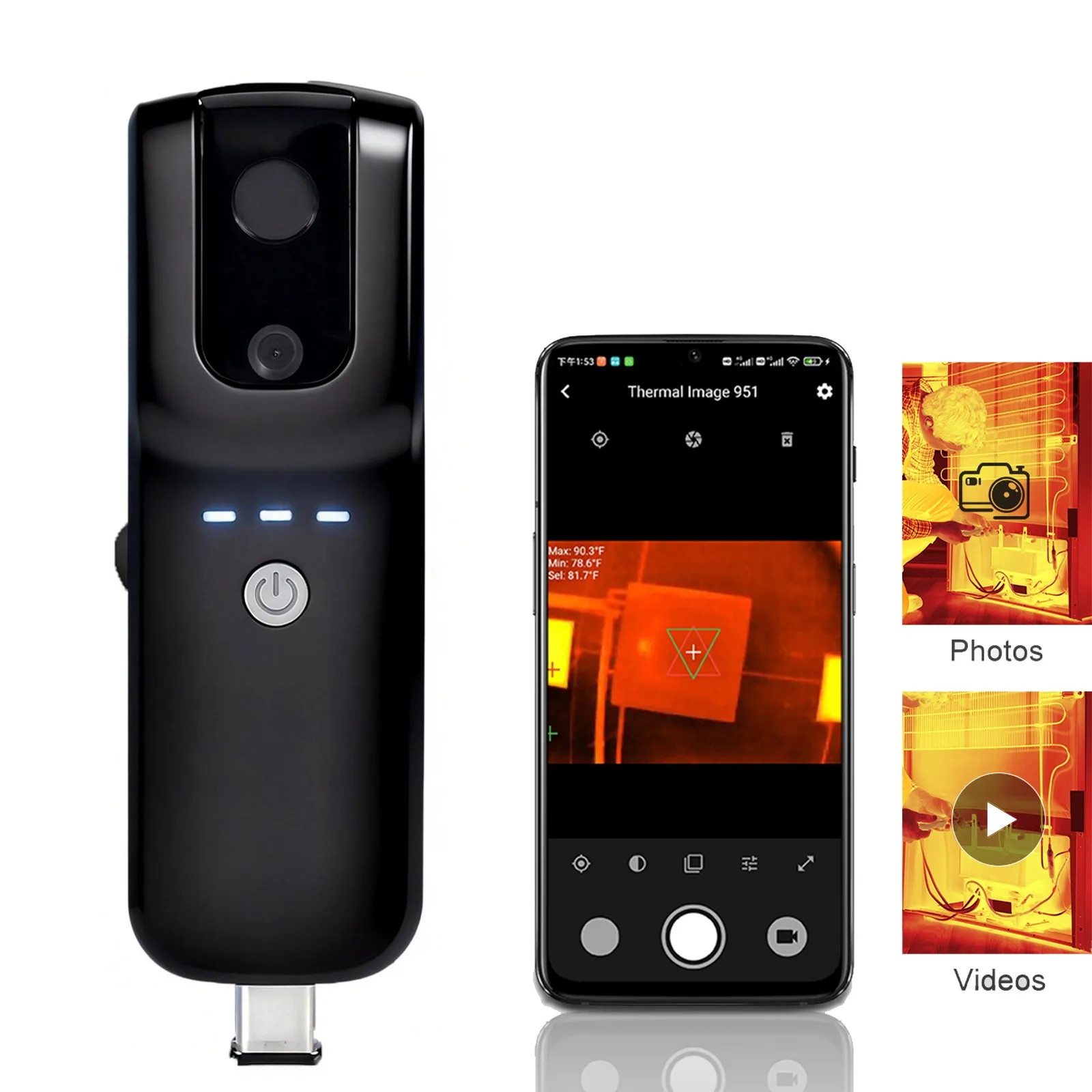 Infrared Camera, Thermal Camera for iOS/Android 1024x768 Visible Image Resolution HP-951B Thermal Imaging with APP, Type-C