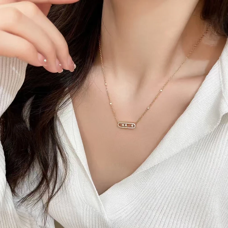 Fashion Jewelry S925 Silver Classic Slide Necklace Exquisite Women's High-end Luxury Accessories Party Valentine's Day Gift