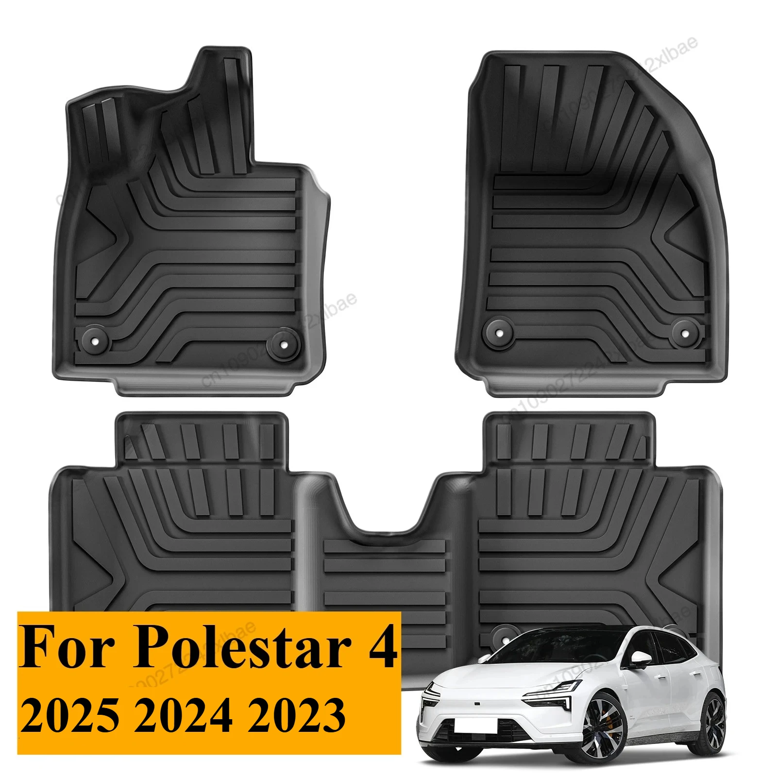 

Car Floor Mats Cargo Liner Trunk Pad TPE 3D Foot Mat Waterproof All Weather BLACK For Polestar 4 2025 2024 2023