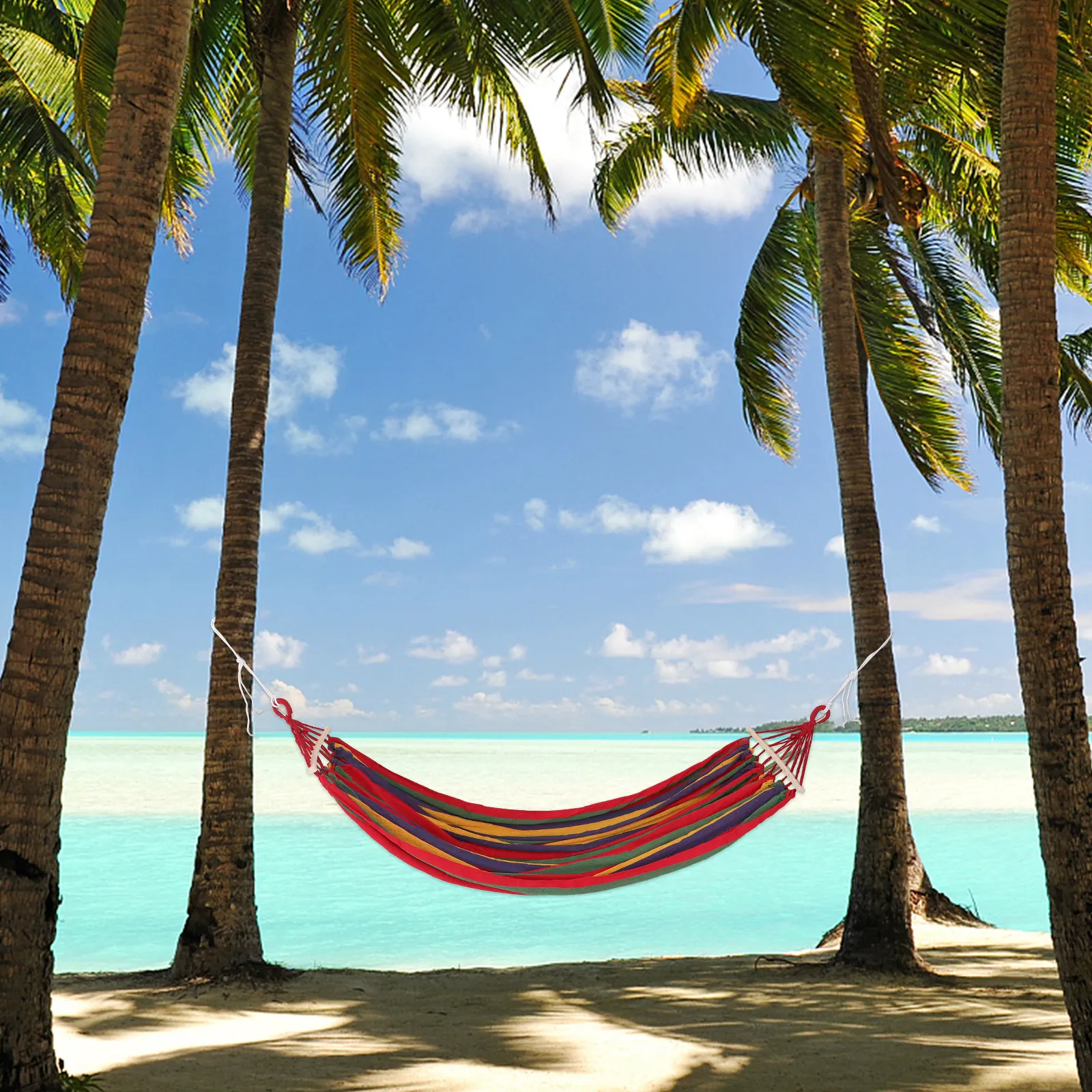 

Heavy Duty Outdoor Hammock 150Kg Load Capacity Foldable Compact Design for Camping Hiking Backpacking Beach Garden Yard Travel