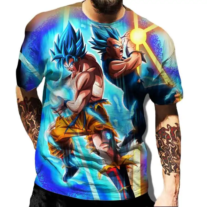 2024 New Fashion Dragon Ball 3D T-shirt Summer Short Sleeve O-Neck Goku Vegeta Men\'s Casual Shirt Boys\'