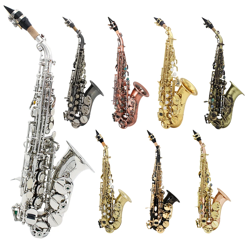 

SLADE Bb Soprano Saxophone B Flat Brass Sax Engraved Floral Saxofon With Case Reeds Strap Wind Instrument Parts & Accessories