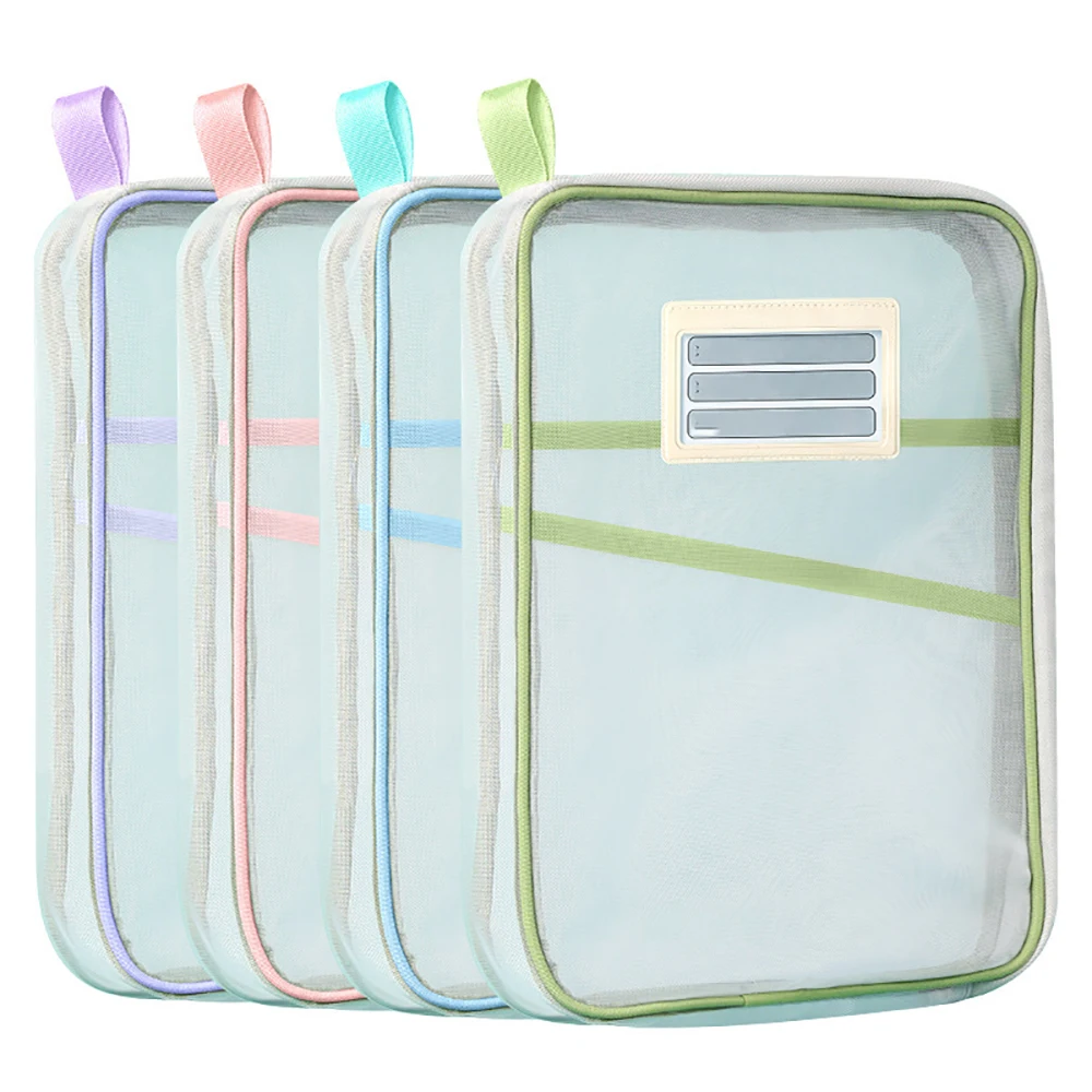 A4 Stationery Storage Bag Double-layer Mesh Zipper Bag Large Capacity School Office Supplies Stationary Bag Organizer Folders