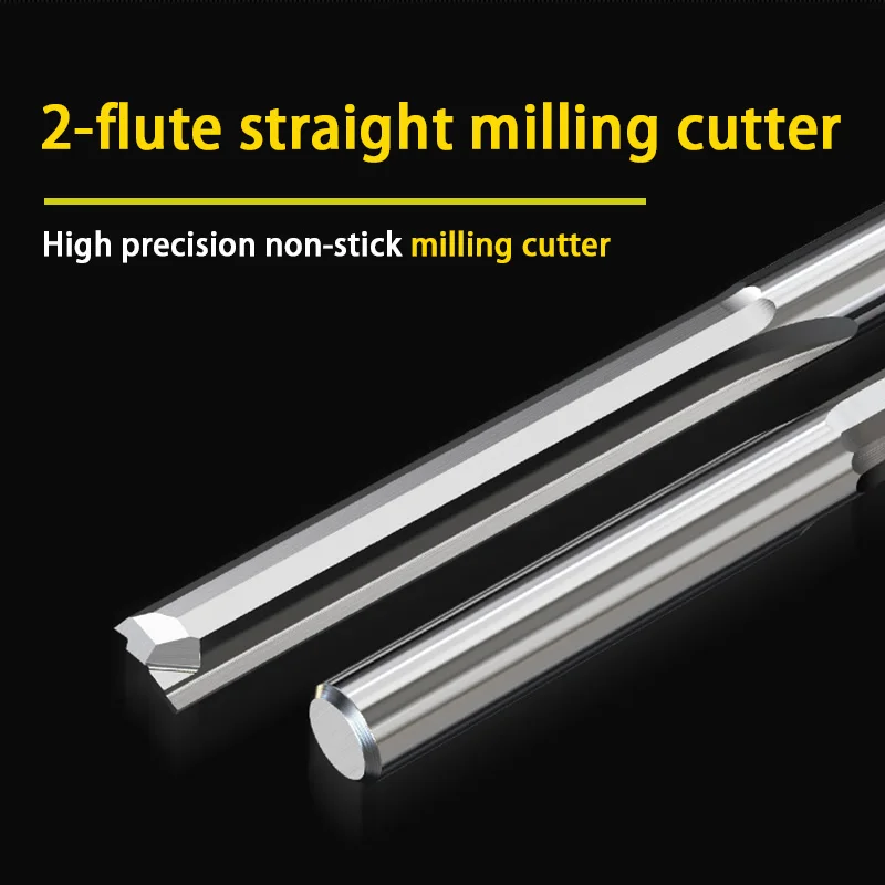 HUHAO Straight Router Bits Shank 4mm and 6mm 2 Flutes Cutting Length Flush Trim Router Wood Cutter Woodworking Milling Tool