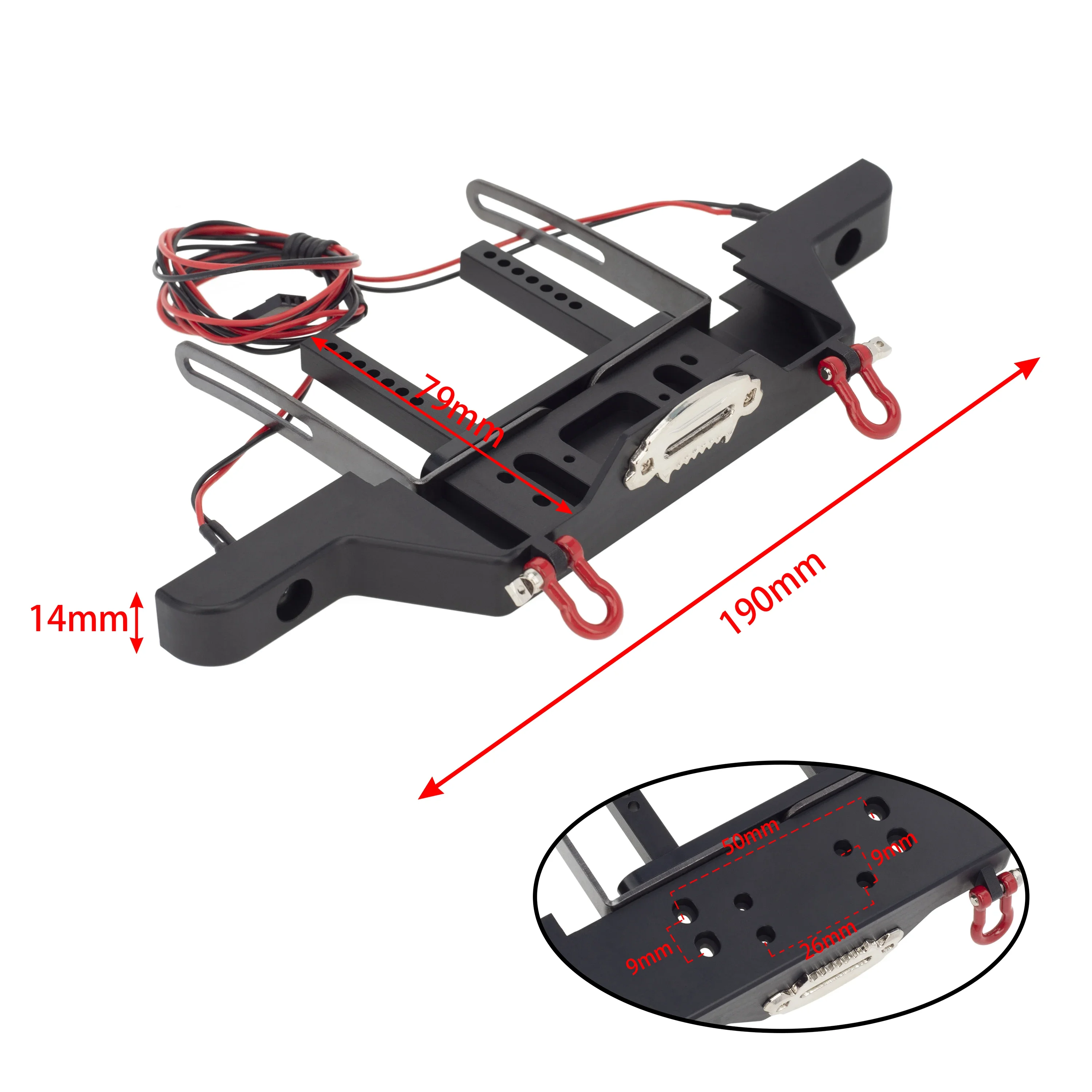 Metal Front Bumper for 1/10 RC Crawler TRX-4 Defender Axial SCX10 SCX10 II iii 90046 90047 AX103007 view 2
