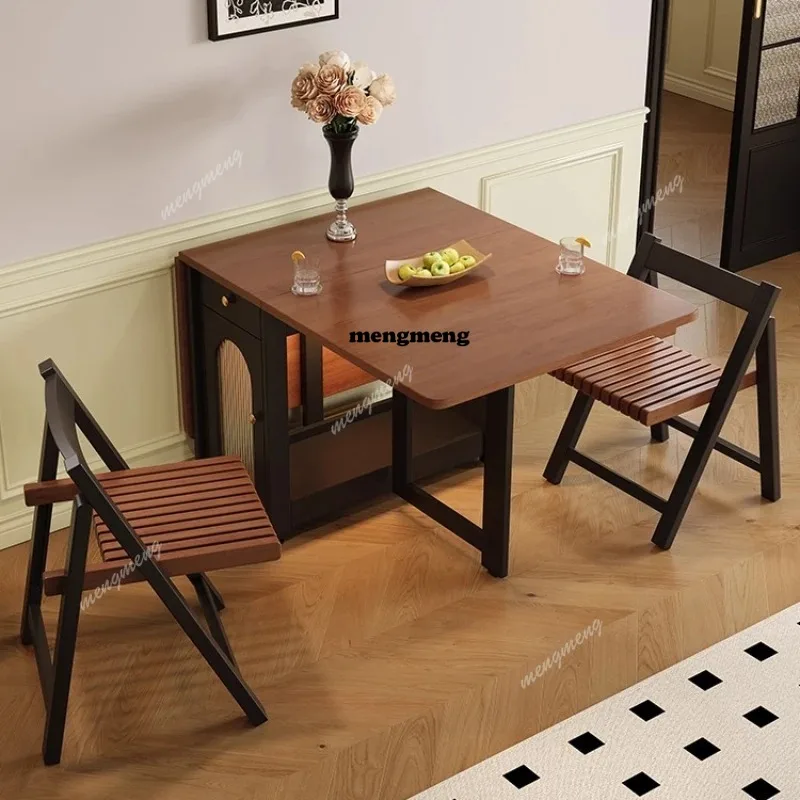 Mesa de Comedor Estilo Francés Vintage, Plegable, de Madera, Diseño Impermeable, Juego de Mesa de Comedor Familiar Simple, Muebles para Sala de Comedor