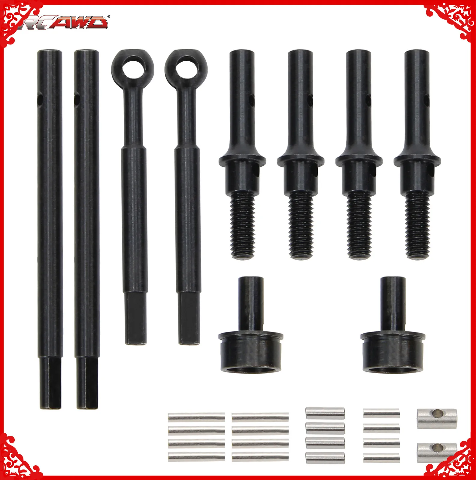 #45 heavy duty steel front CVD drive shaft axle + rear axle + Portal Top Shaf for FMS Hobby FCX24 1/24  upgrades part