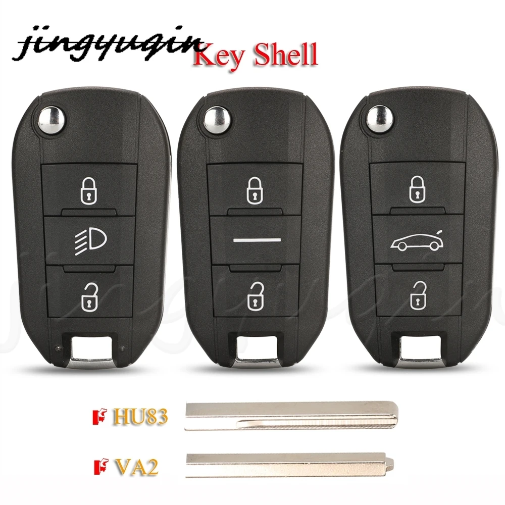 

Jingyuqin 3Buttons Flip Key Shell Case For Peugeot 208 2008 301 308 508 5008 RCZ Expert Citroen C-Elysee C4-Cactus C3 Light