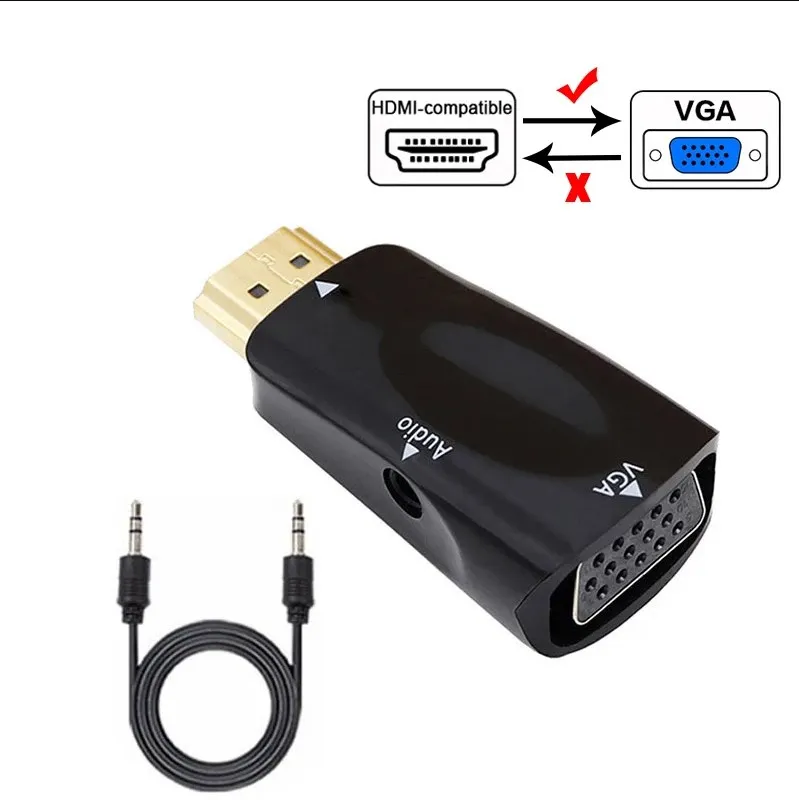 HDMI-compatible to VGA Cable Converter 1080 Male To Famale Converter 3.5 mm Jack Audio For PC Laptop TV Box Computer Display