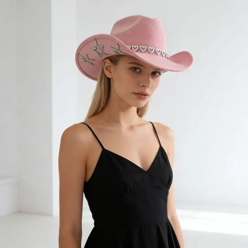 Wedding Valentine's Day Cowboy Unique Heart Star Sparkling Rhinestone Top Hat Sweet Cool Romantic Party Eye-Catching Decorat
