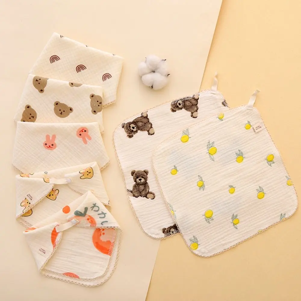 Feeding Towel Printing Baby Muslin Bibs Snap Button Cotton Saliva Towel Cartoon Ruffle Burp Cloths Feeding Drool Bibs