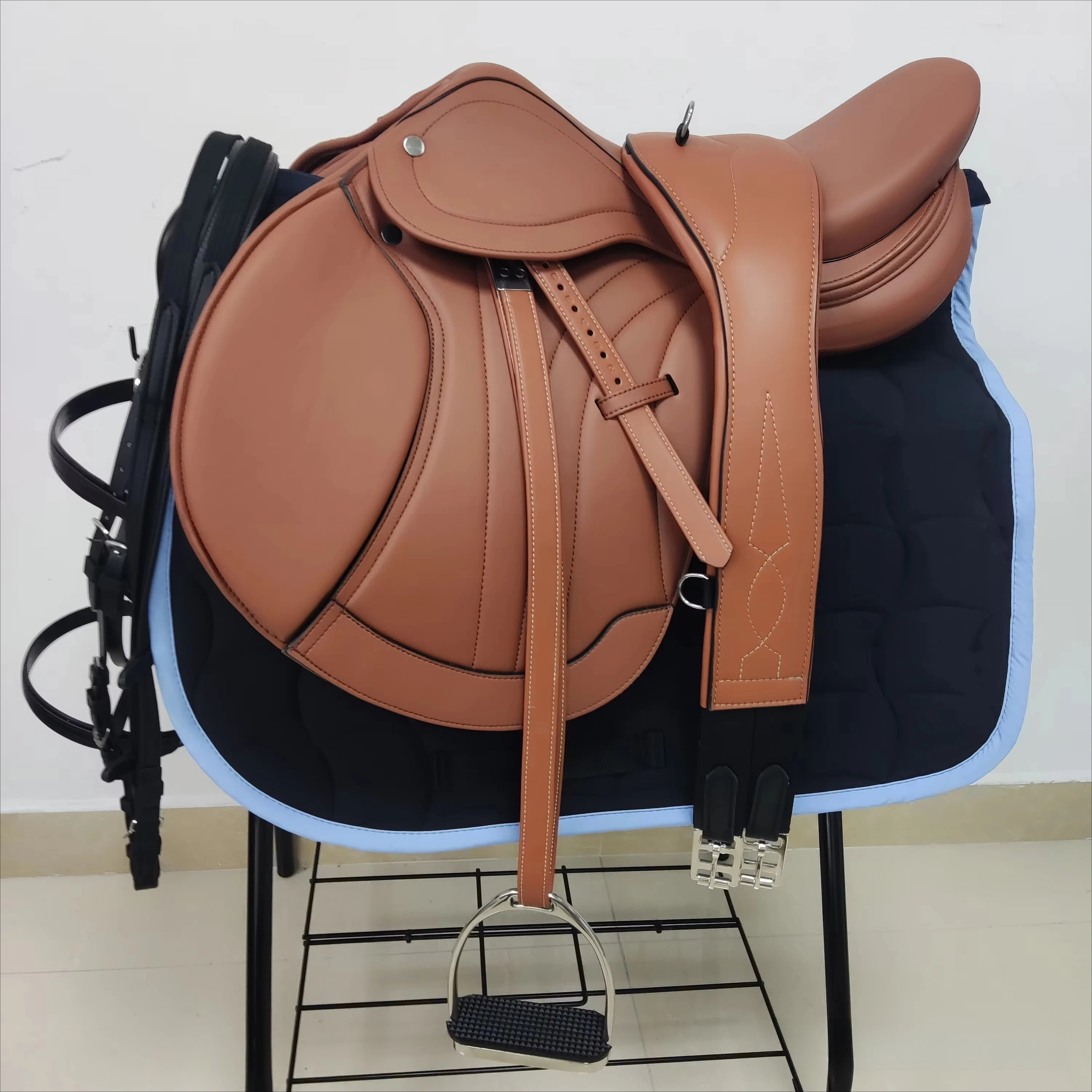 8 in 1 Dark Coffe Premium Jumping Saddle Complete Training Tack Kit All Matching Horse Riding Equestrian Accessories Set
