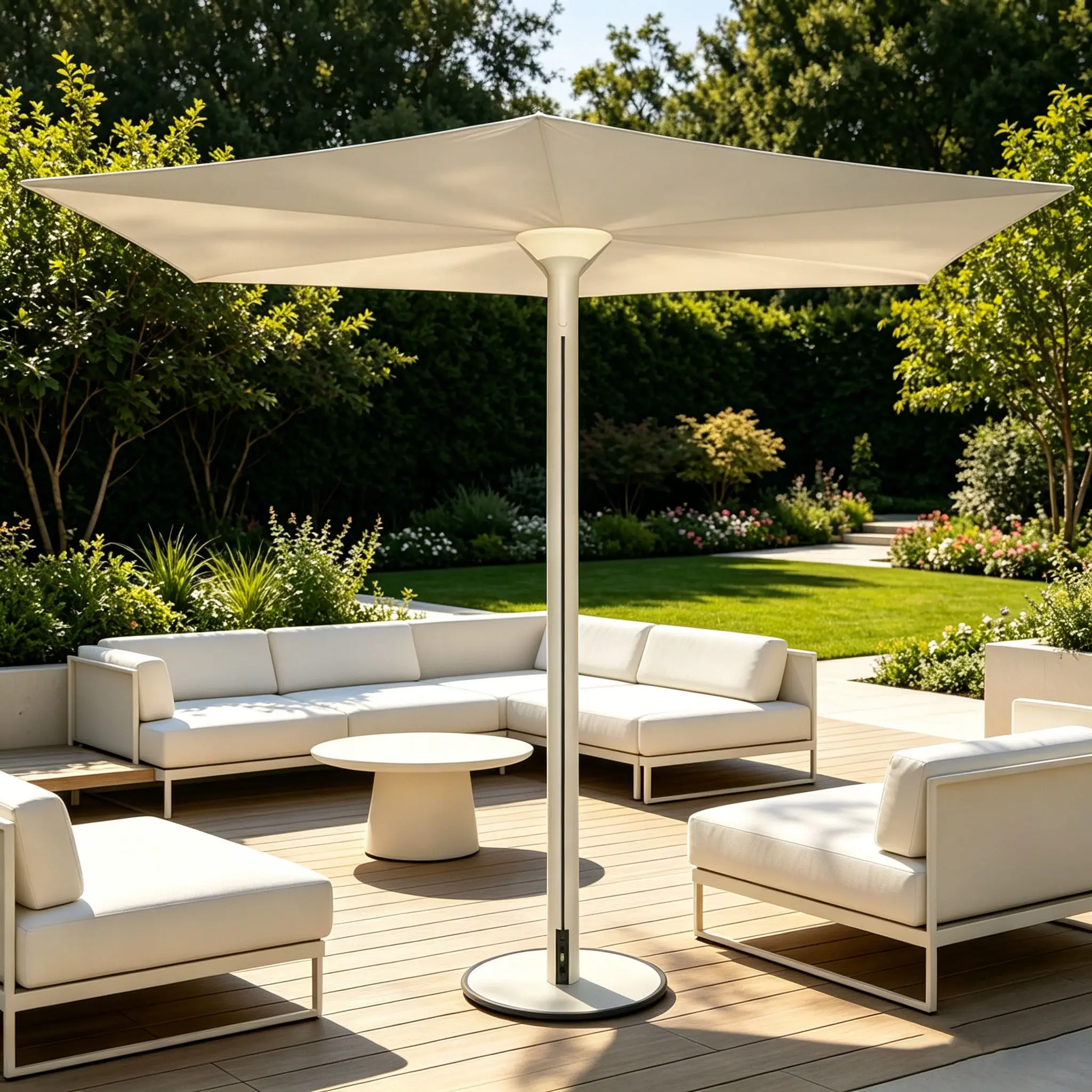 Outdoor Telescopic Folding Sunshade Umbrella Polyester Fabric Parasol for Garden Balcony Courtyard Cafe Patio