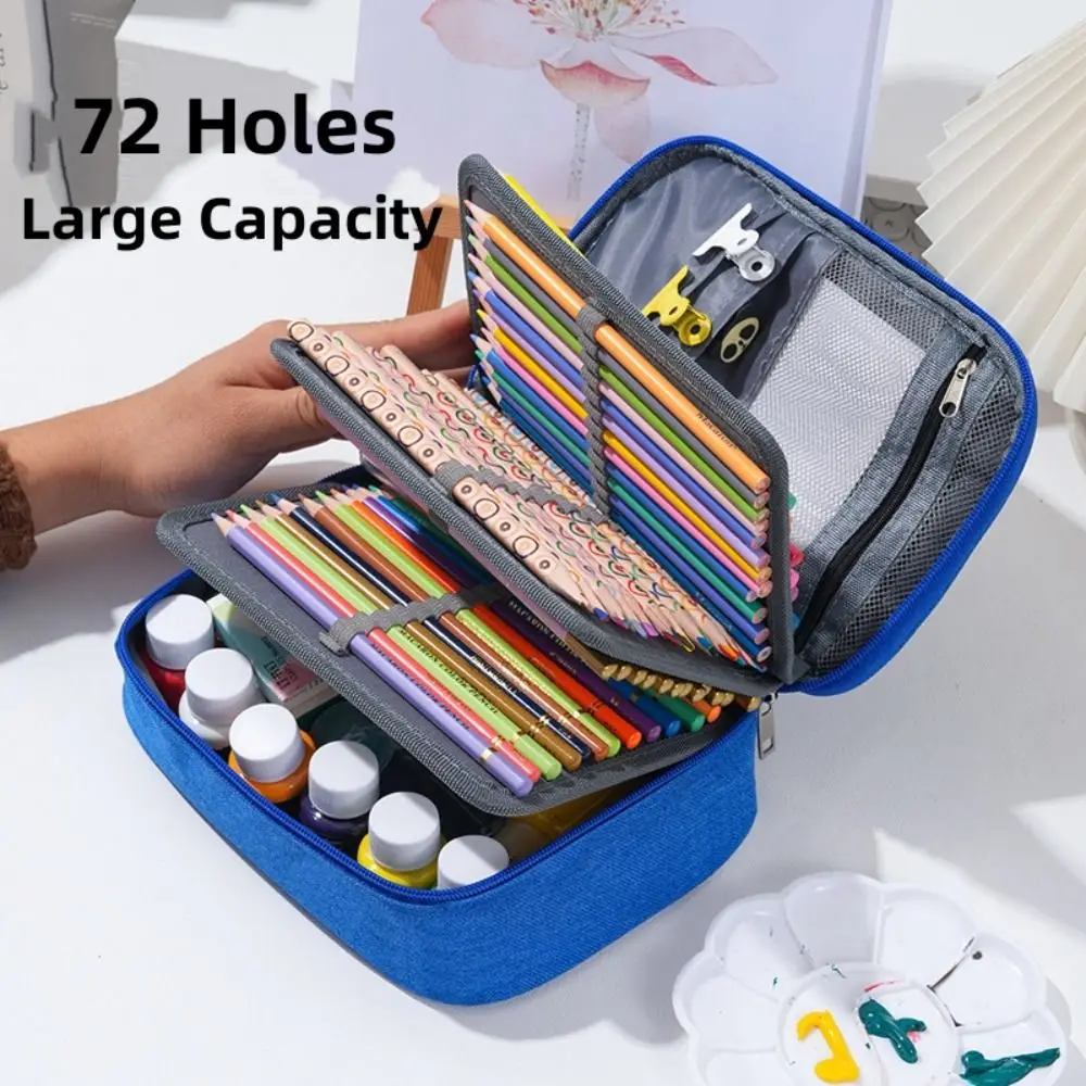 

Сумка для хранения карандашей с 72 отверстиями, цветной грифель, чехол большой емкости, держатель для ручек, многофункциональный пенал для студентов