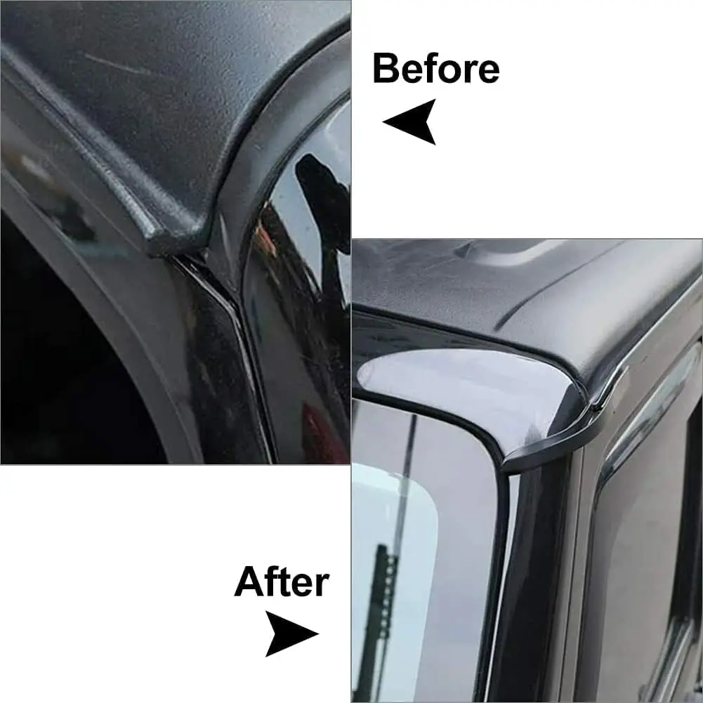 2Pcs Black Rain Gutter for Jeep Wrangler JK JKU 2007-2017 For Jeep JL 2018+ Exterior Accessories Roof Hard-Top ABS Rain Groove