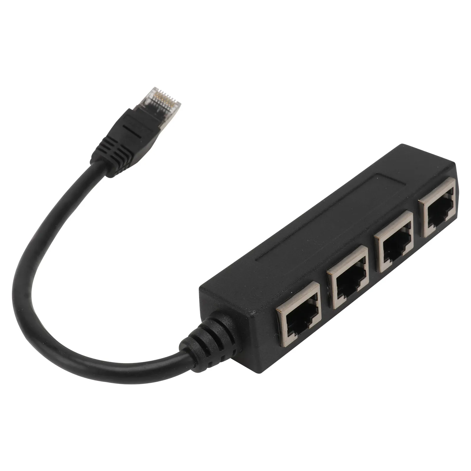 1Pcs 4-Slot Rj45 Network Cable Splitter Compact Lightweight Portable Signal Stable Fast Transmission Emi Shielding Home Office