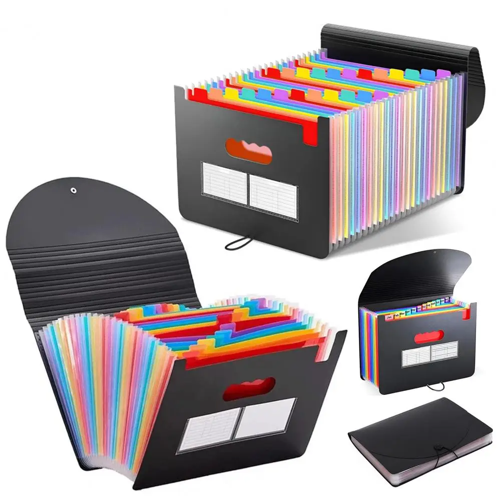Accordion File Organizer 12/24/36 Pockets Expanding File Folder A4 Letter Size Paper Document Receipt Organizer For Home Office
