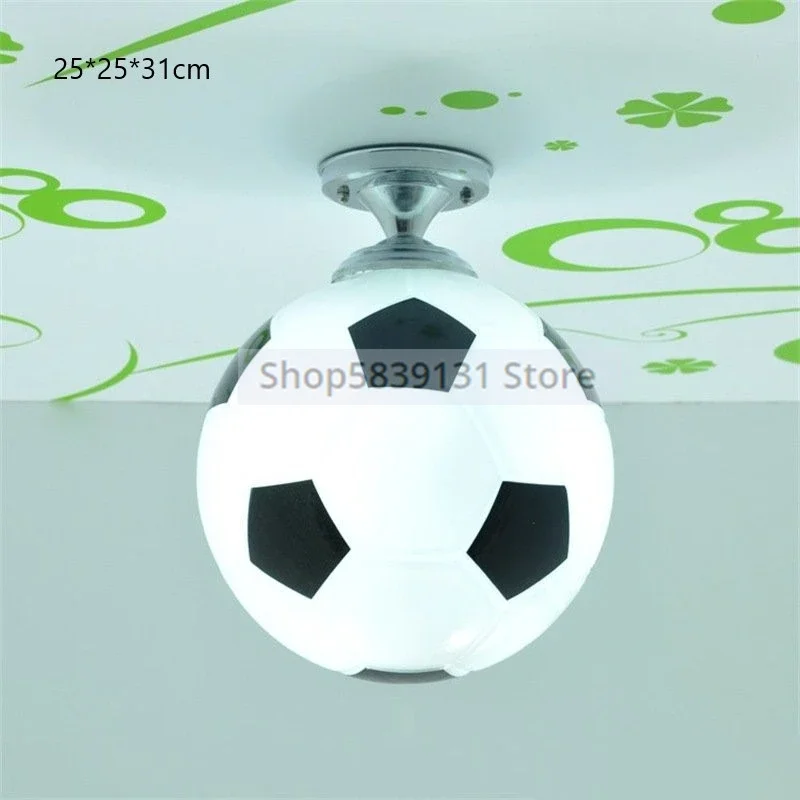 Imagem -02 - Nordic Luzes de Teto Vidro Moderno Basquete Futebol Lâmpadas Teto Quarto das Crianças Lâmpada Led Decoração Casa Luminárias