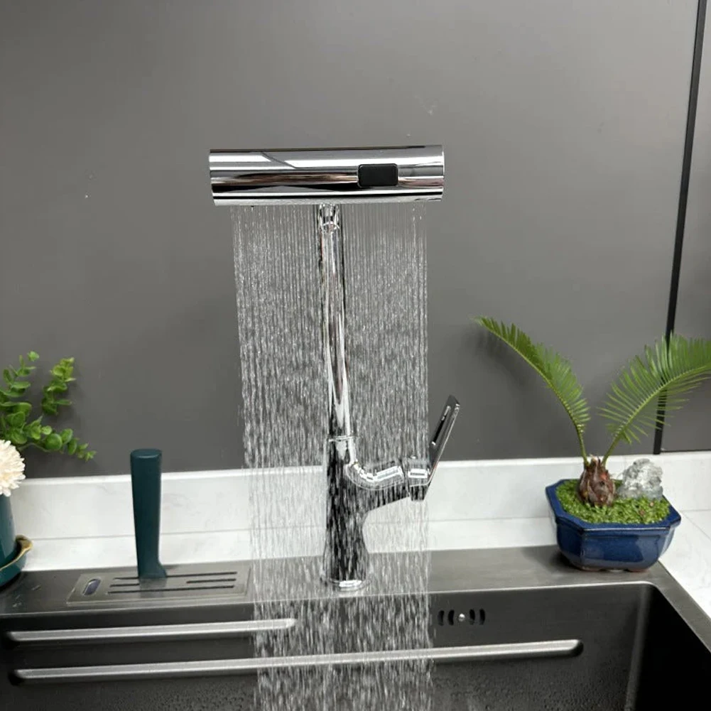 Kitchen Faucets Extension Pull Out Rotation Waterfall Stream Sprayer Head Sink Mixer Brushed Splashproof Water Tap Accessories