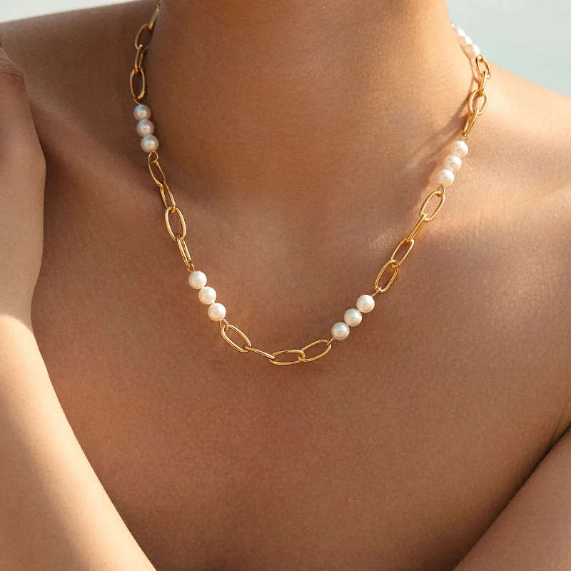 

Simple,Stackable 18K Gold Plated Necklace for Women Beaded Clavicle Chain Necklaces Fashion Jewelry
