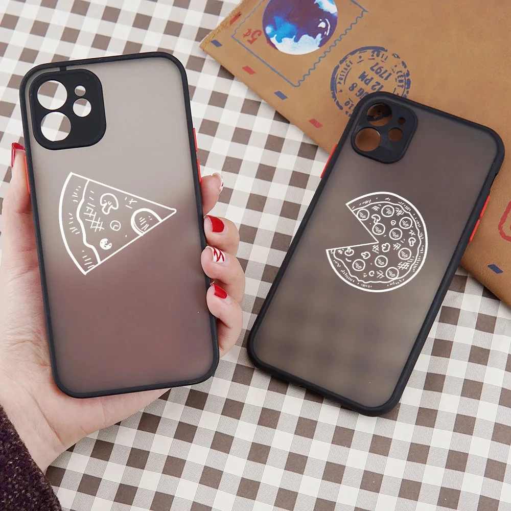 NEW Funny Pizza Couples Best Friends Pairs Phone Case for iPhone 13 11 12 Pro Max XS XR 7 8 Plus Mini Shockproof Silicone Cover