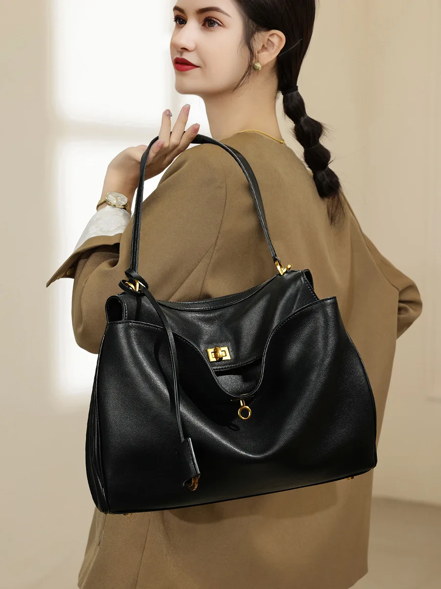 

Новинка 2023 года, женская сумка, высококачественная сумка подмышки с замком, кожаная сумка через плечо на одно плечо, повседневная рабочая одежда, женские сумки Kelly