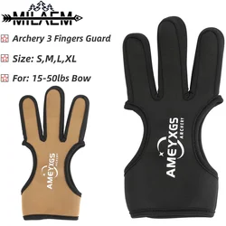 Protective Archery 3 Fingers Hand Guard Glove for Recurve Traditional Bow Adjustable Left/Right Hand Safety Shooting Accessories