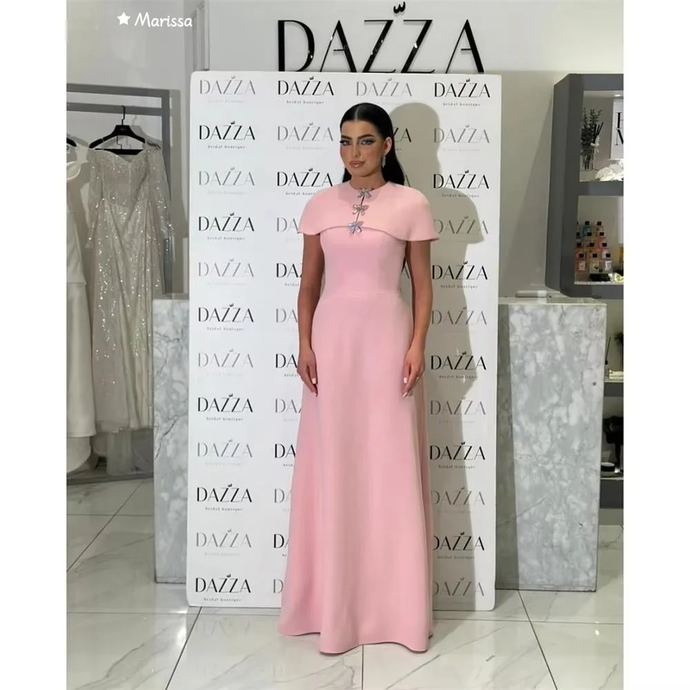 فساتين سهرة ماريسا للسيدات فساتين حفلات أنيقة للنساء فاخرة مصنوعة حسب الطلب على شكل حرف a من الساتان بدون أكمام ورقبة على شكل فيونكة للحفلات الراقصة