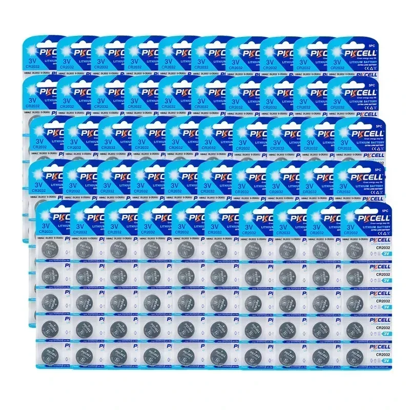 300Pcs PKCELL Battery 2032 CR2032 DL2032 Cr 2032 3V 210mAh Lithium Button Coin Batteries for Watch Clock Calculator Flashlights