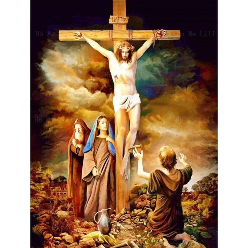 Jesus Resurrected Son Of God On The Cross The Divisive Love Of Christ Christian Canvas Wall Art By Ho Me Lili For Home Decor