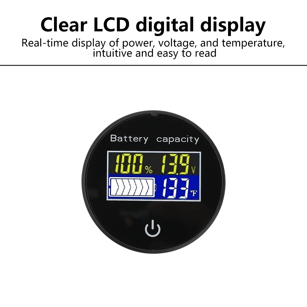 Runder LCD-Digital-Multifunktions-Touchschalter 10-100V DC Batteriespannung Ladezustand & Temperaturanzeige Haussicherheitsalarm – Detail 11