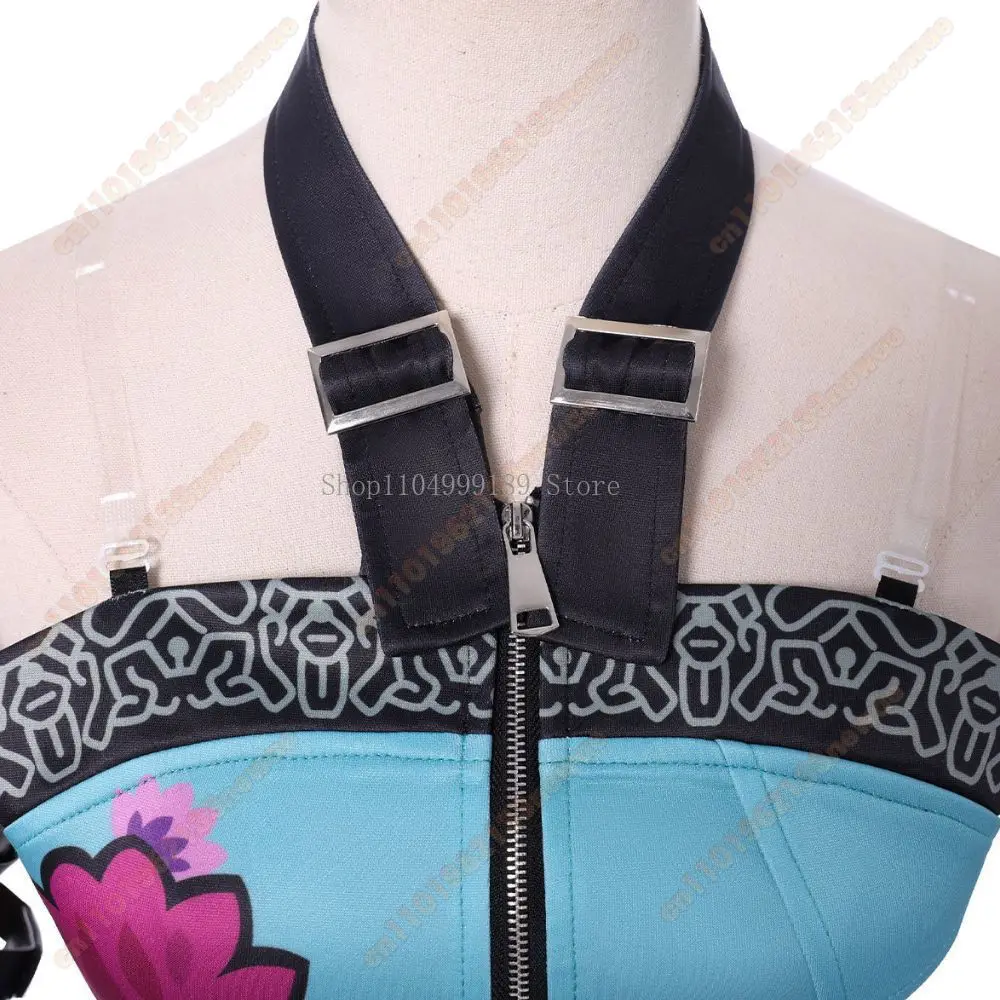 MINISO Kpop Conjunto de disfraz de cosplay de cazadores de demonios para mujer - Película de anime Huntrix Rumi Zoey Mira Uniforme de fiesta de Halloween con pelucas