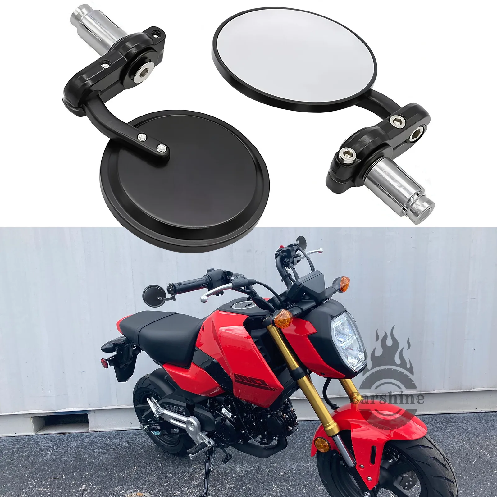 

For Honda Grom 125 2014-2023 Motorcycle 3" Round Handlebar Rear View Side Mirror