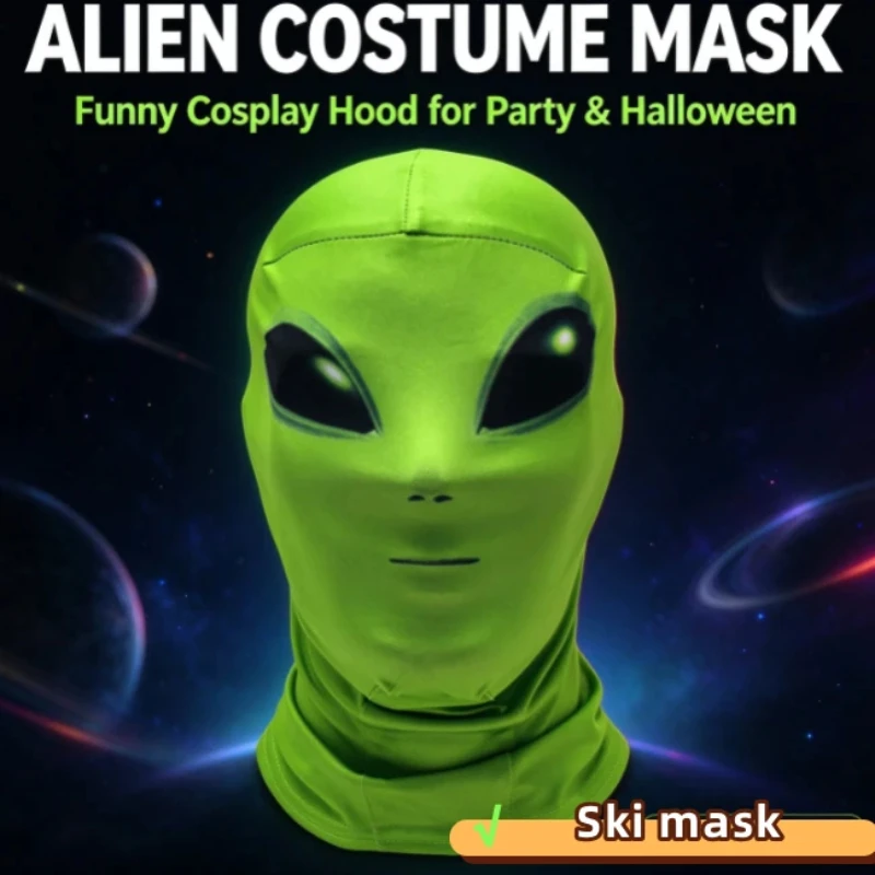 Green Alien Double-sided Printed Headband Breathable Visible Face Mask Sun Protection Face Mask For Halloween Mask Ski Mask
