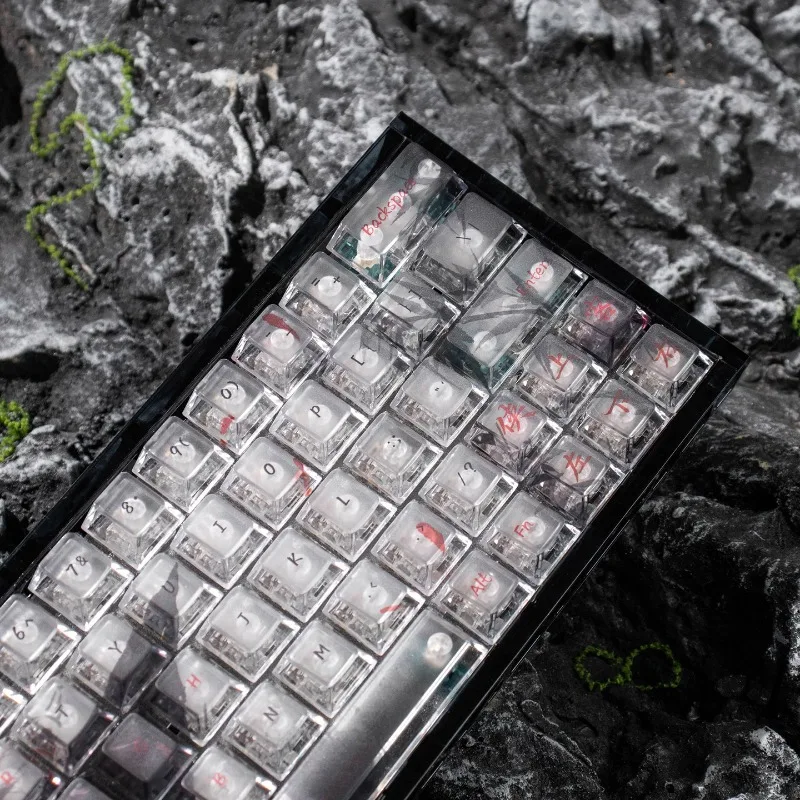 123 Key Swordsman Theme Keycaps Cherry Profile Keycap Custom PC Fog Transparent Key Caps Anime Mechanical Keyboard Accessories