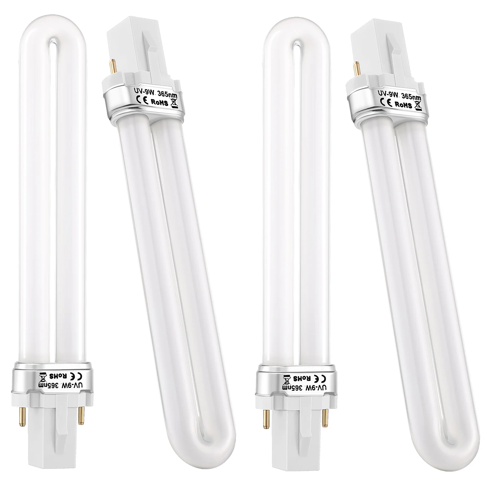 U-Shaped lâmpada ultravioleta, prego lâmpada UV, tubo de lâmpada, lâmpada, tubos secador, 365nm, 9W, 4 pcs