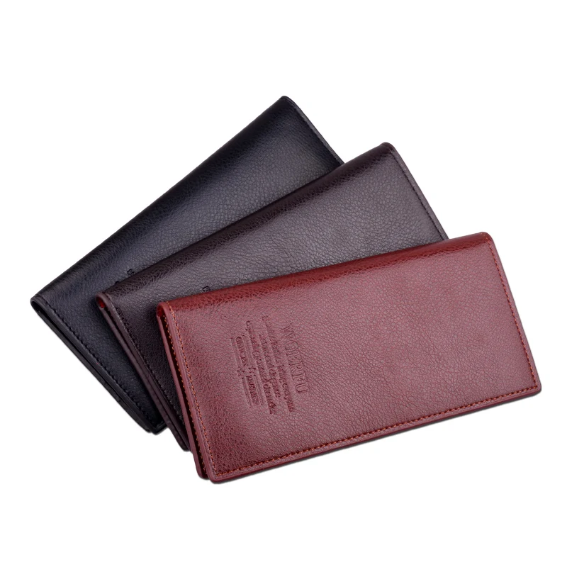 محفظة رجال أعمال من الجلد الصناعي ، سحاب طويل ، جيب عملات معدنية ، حامل بطاقة ائتمان ، ناعم