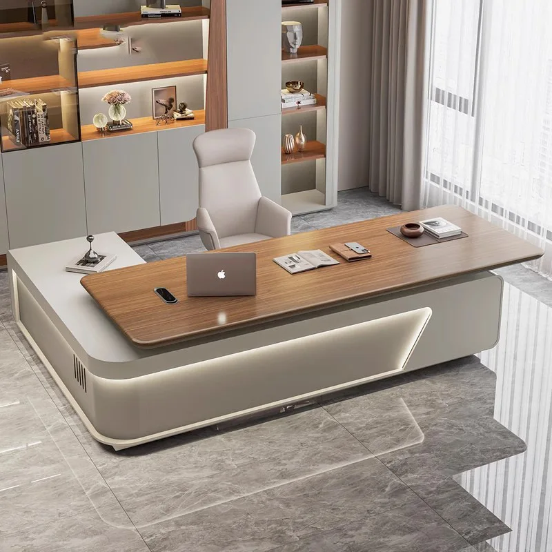 

E0-level Boss Table, Desk Light Luxury, High-end President, Large Class Table, Modern Simple Chairperson's Table And Chair Combi