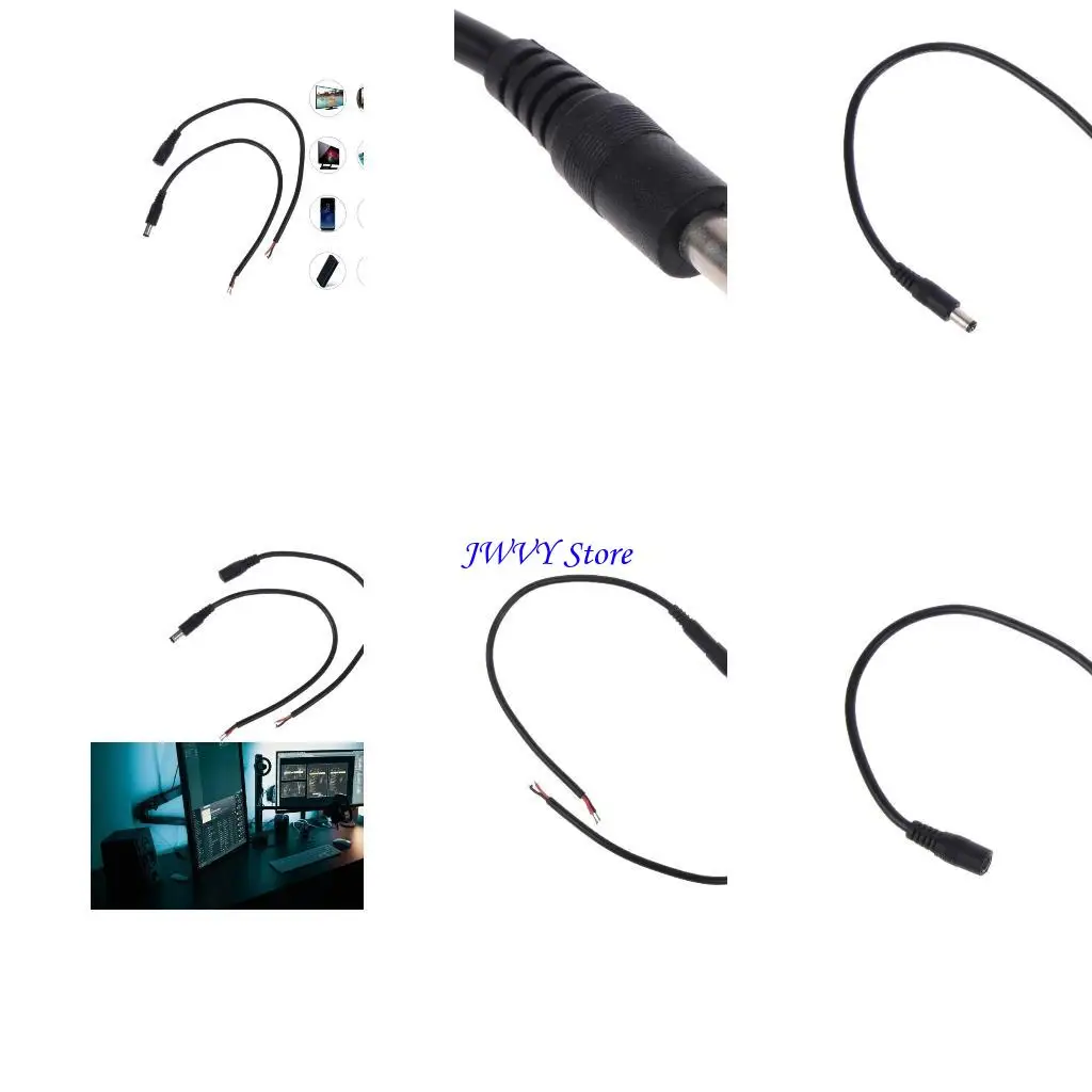 573A 1 쌍 12V 10A 파워 돼지 돼지 배럴 플러그 커넥터 케이블, 2.1mm x 5.5mm 남성 돼지 꼬리 커넥터