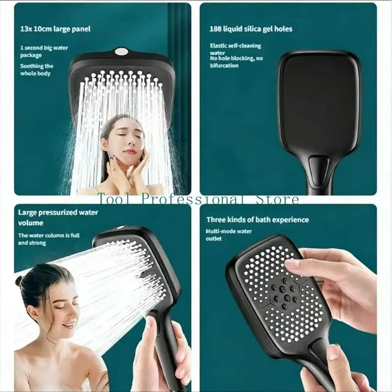 

57QF Water Saving High Pressure Shower Head 4 Sprays Setting Large Panel Hand Showerhead For Enhances Bath Experience