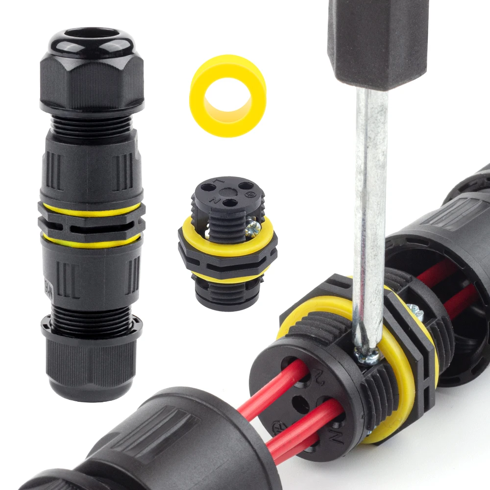 Wodoodporne złącze IP68 M16, elektryczna skrzynka przyłączeniowa 2/3Pin Połączenie śrubowe bez lutowania do kabla 3-10mm, terminal adaptera na zewnątrz