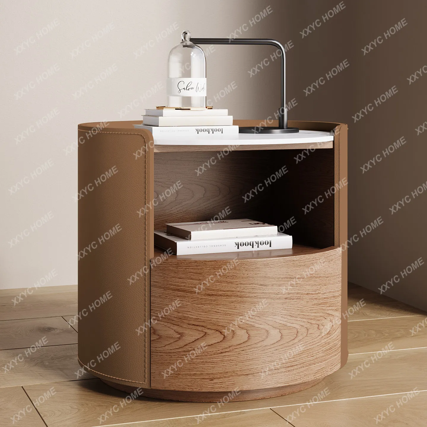 Vintage Premium Bedside Table Elegant Luxury Glamour Unique Nightstand Round Quality  Home Furniture