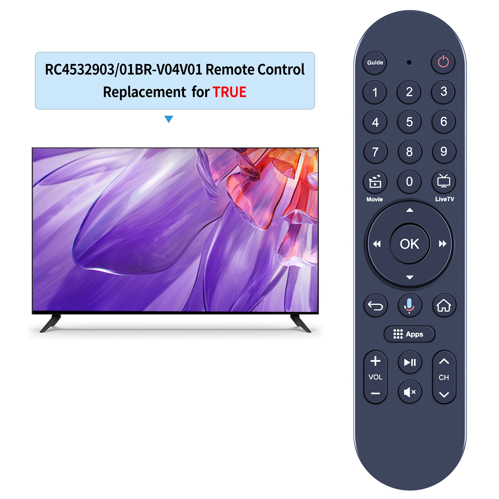 Remote control RC4532903/01BR-V04V01 TV untuk TV sejati